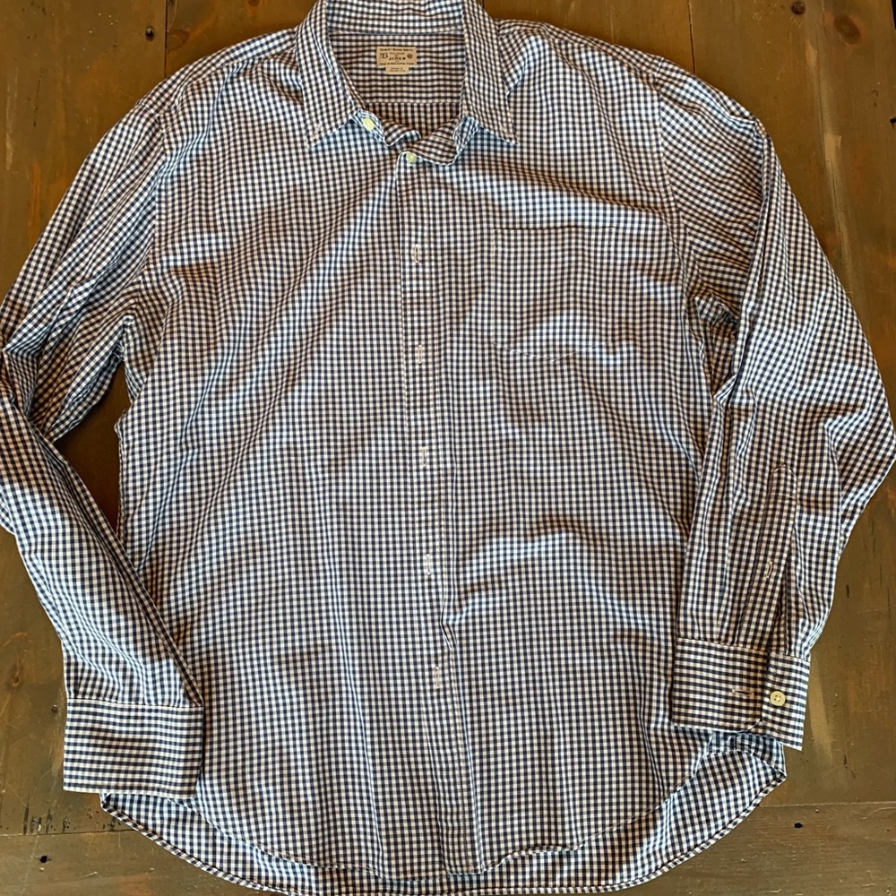J Crew Long Sleeve Dress Shirt XL Black And White